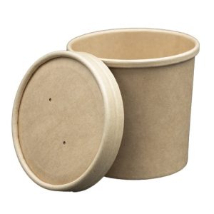 Suppenbecher 12 oz/300 ml aus Pappe mit Dampfdeckel – Bild 1